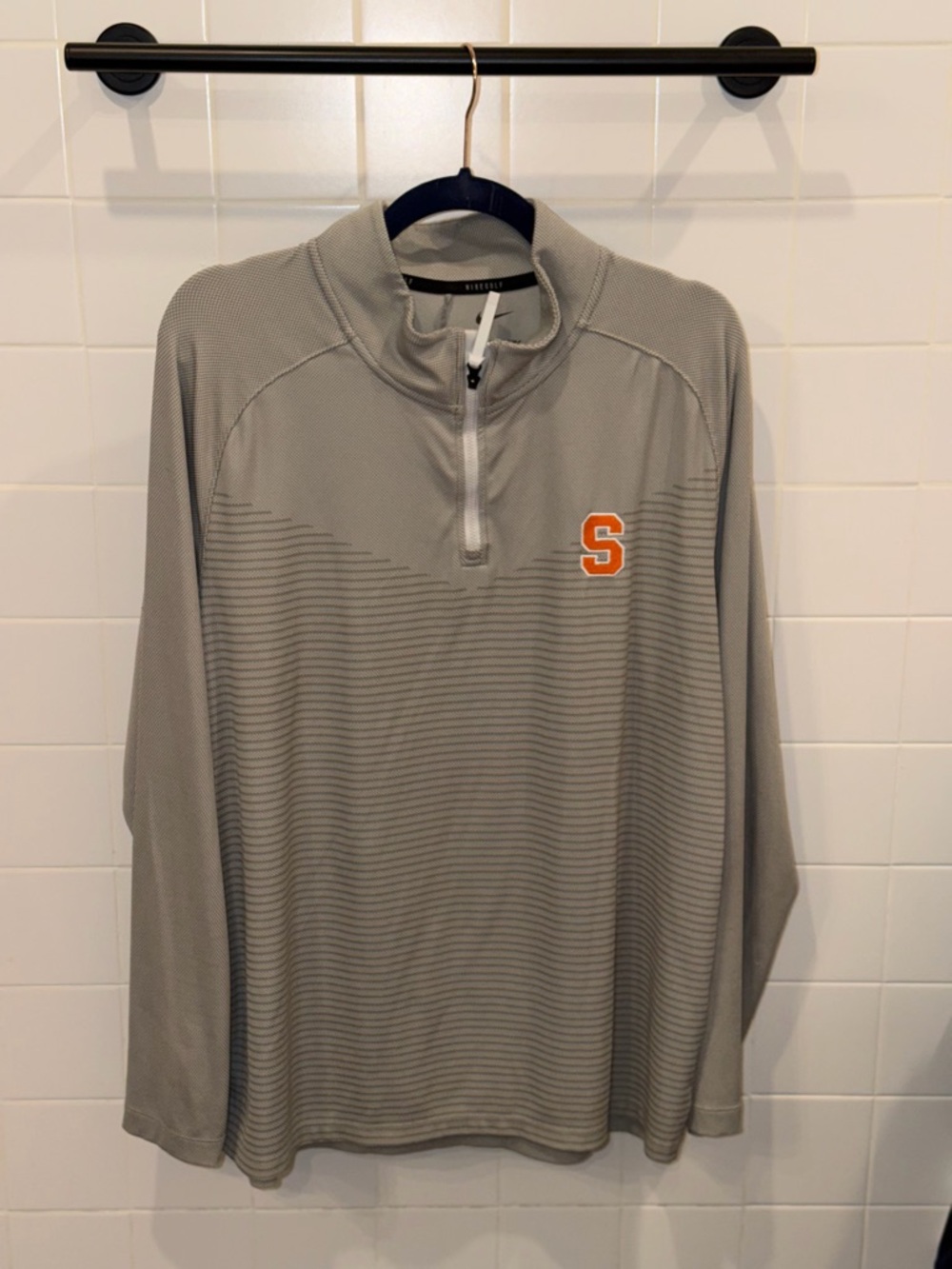 Nike Gray Quarter-Zip Pullover with Orange 'S' Logo